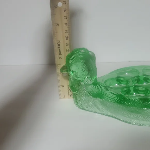 Green Glass Hen Egg Holder - Picture 4 of 5
